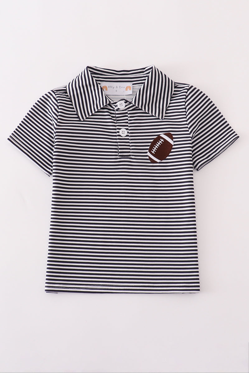 Navy Stripe Football Polo