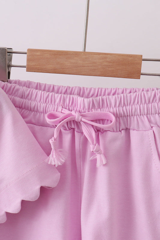 Scalloped Shorts Set - Pink