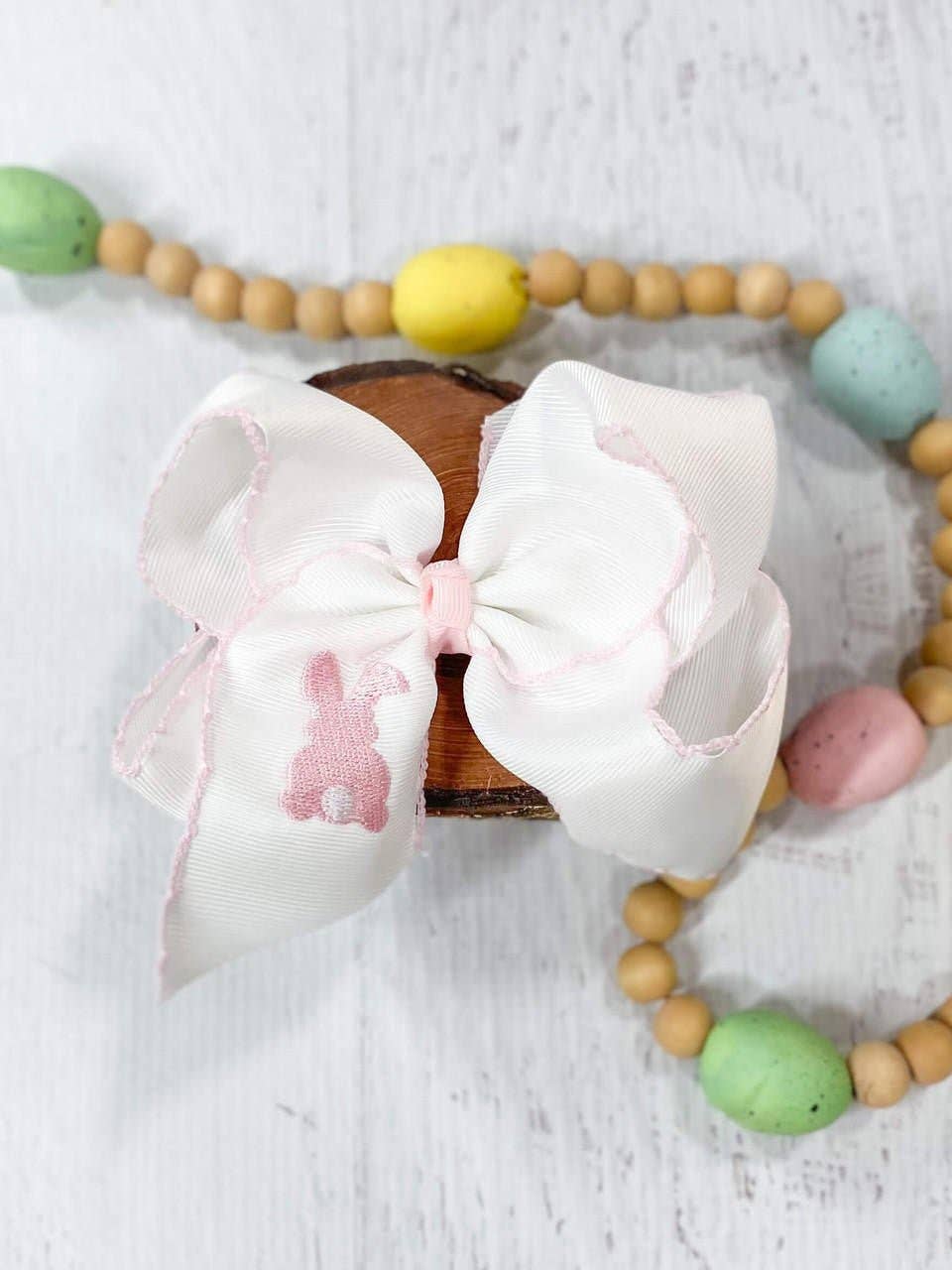 Bunny Moonstitch Embroidered Bow