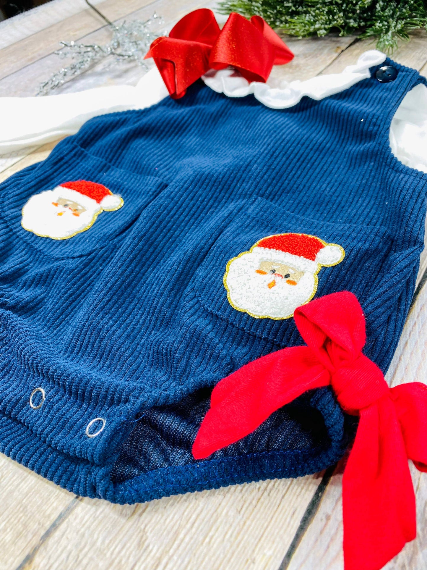 Santa & Bows Corduroy Bubble