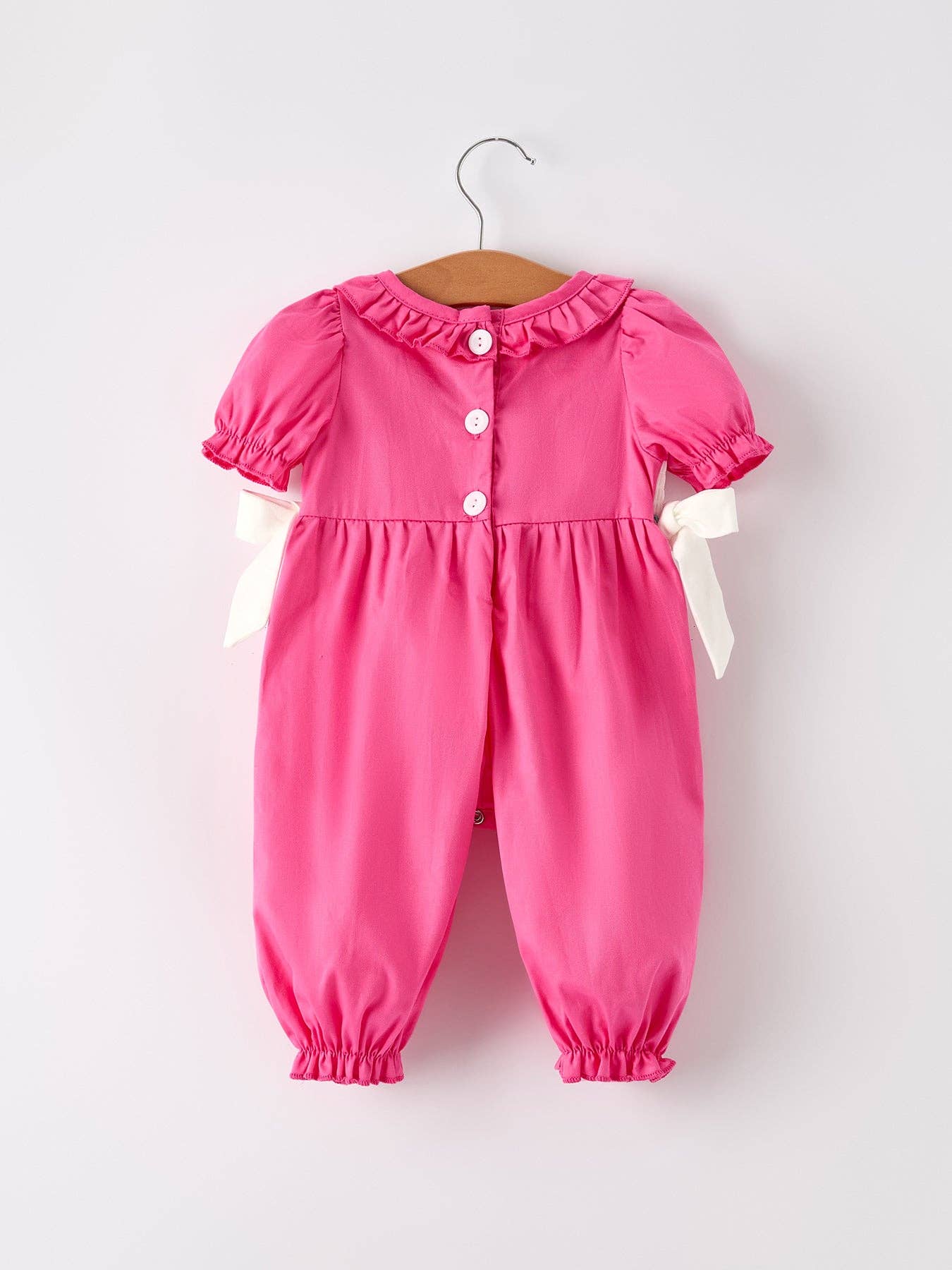 Pink Smocked Cross Romper