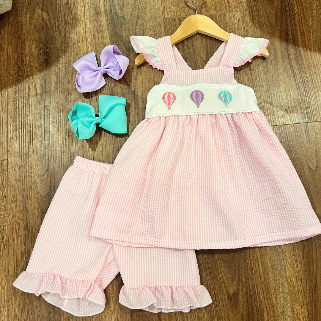 Hot Air Balloon Set – Pink Seersucker
