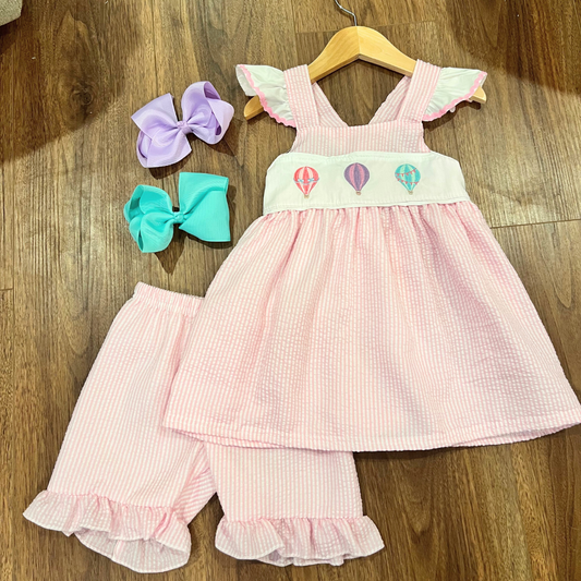 Hot Air Balloon Set – Pink Seersucker