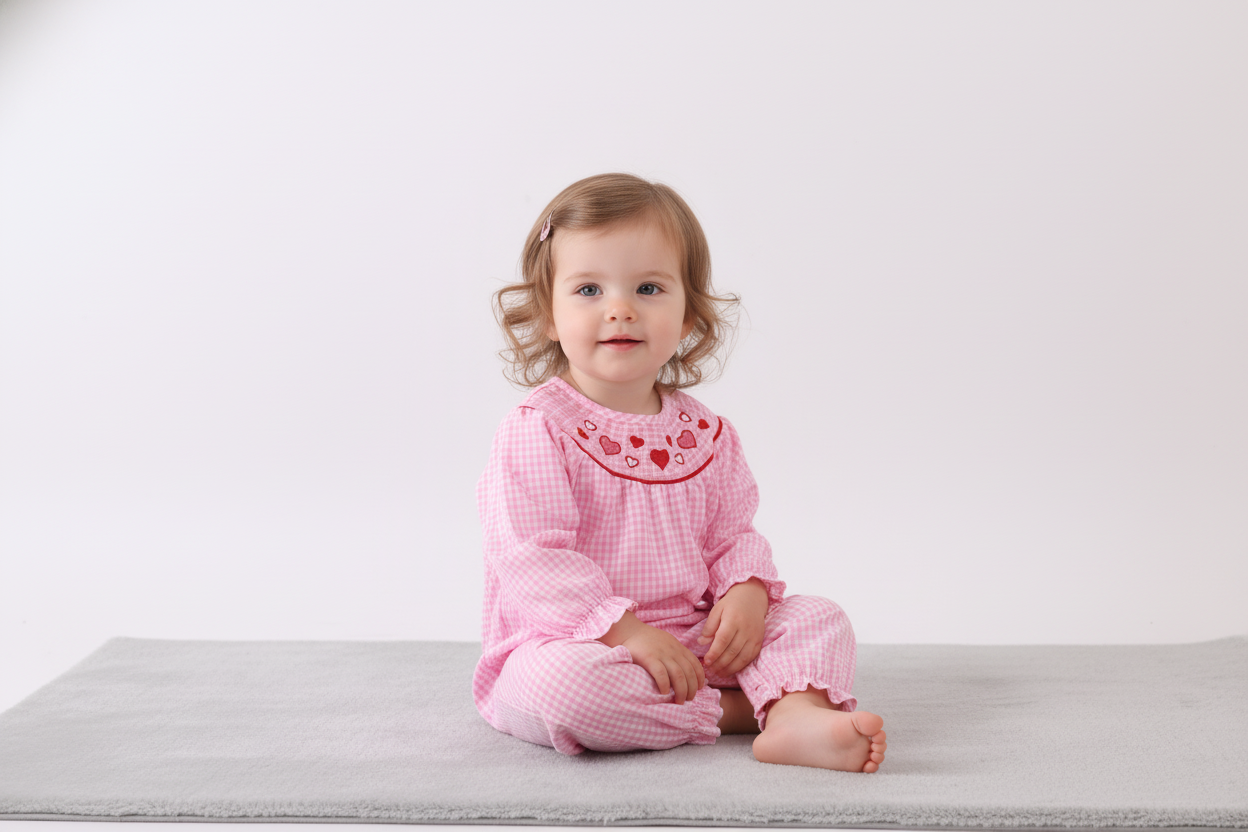 Gingham Hearts Romper