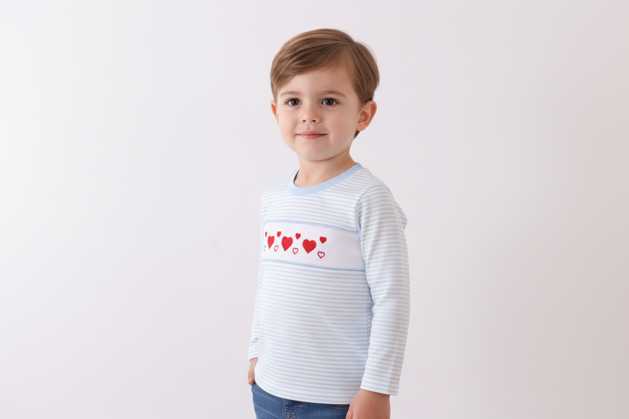 Blue Stripes & Hearts Tee