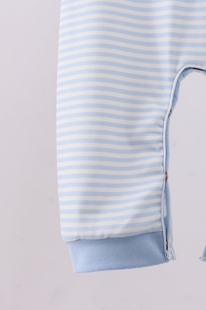 Blue Stripes & Hearts Romper
