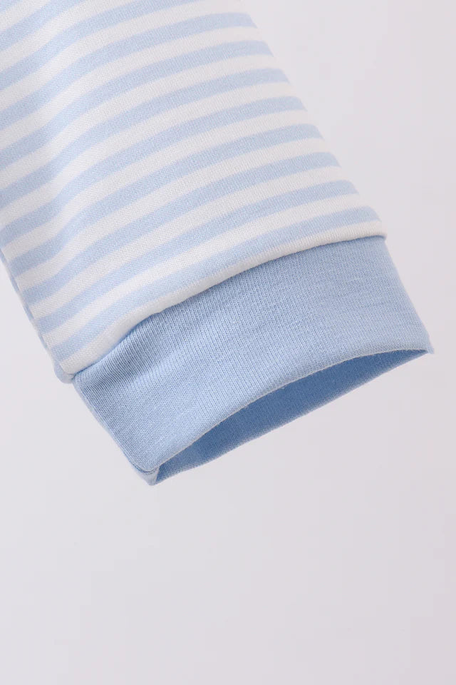 Blue Stripes & Hearts Romper