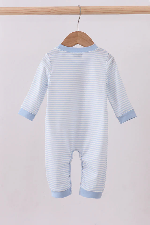 Blue Stripes & Hearts Romper