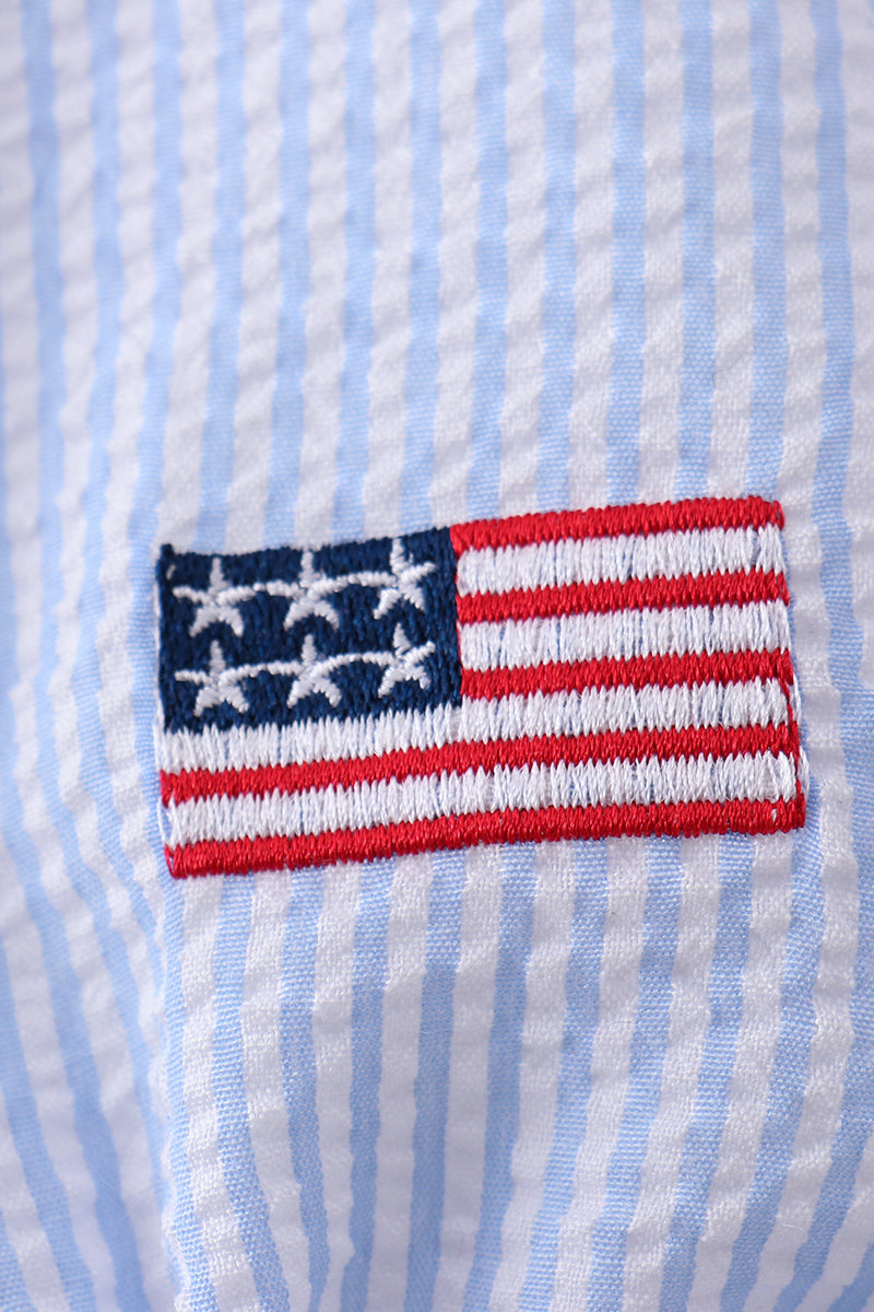 Seersucker Flag Romper