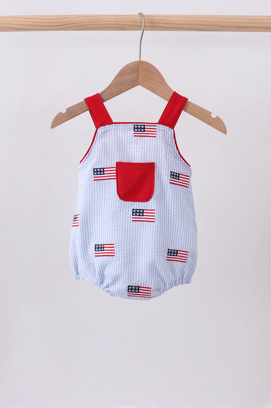 Seersucker Flag Romper