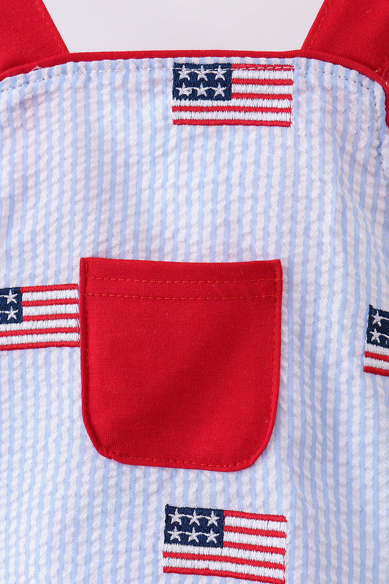Seersucker Flag Romper