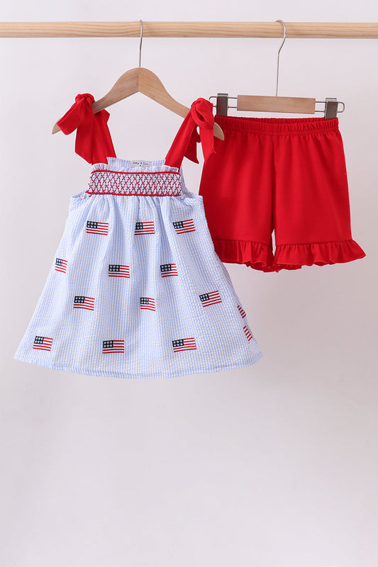 Seersucker Flag Ruffle Set