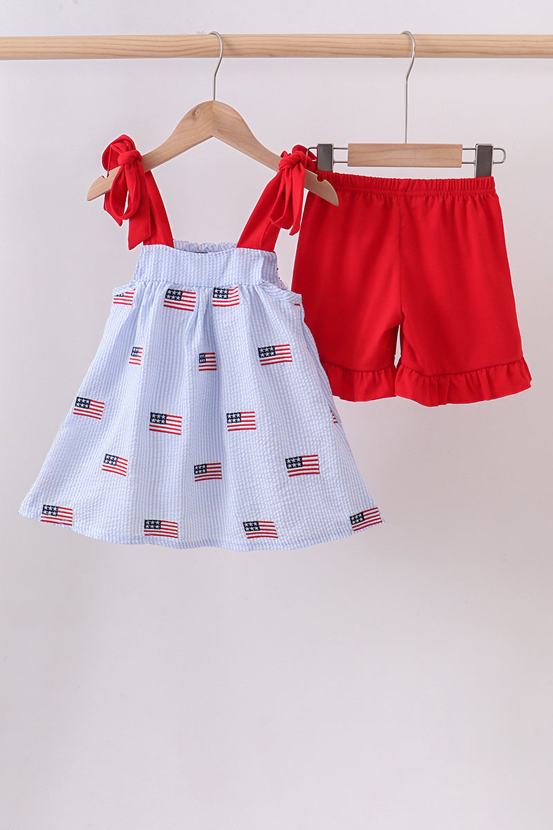 Seersucker Flag Ruffle Set