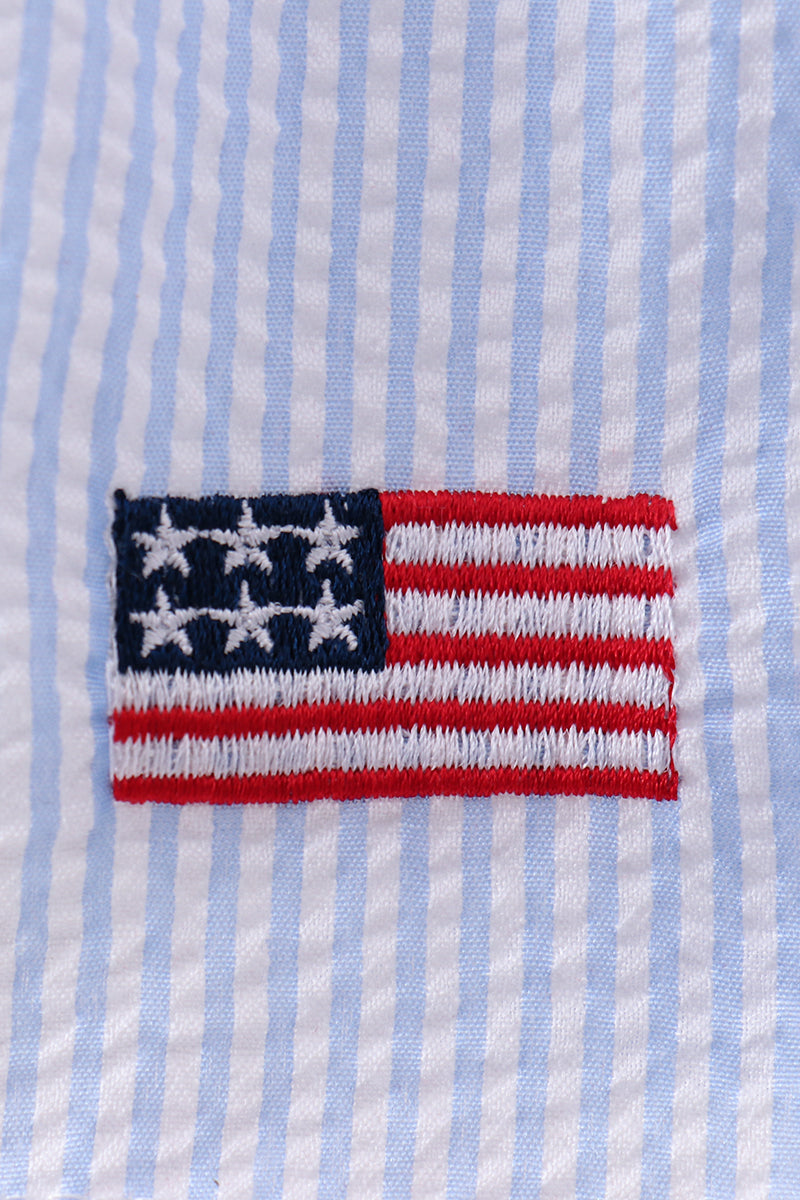 Seersucker Flag Ruffle Set
