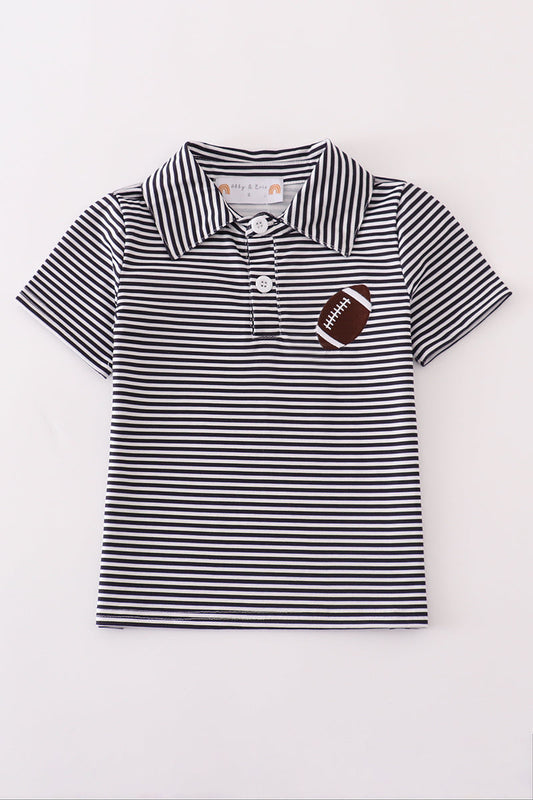 Navy Stripe Football Polo