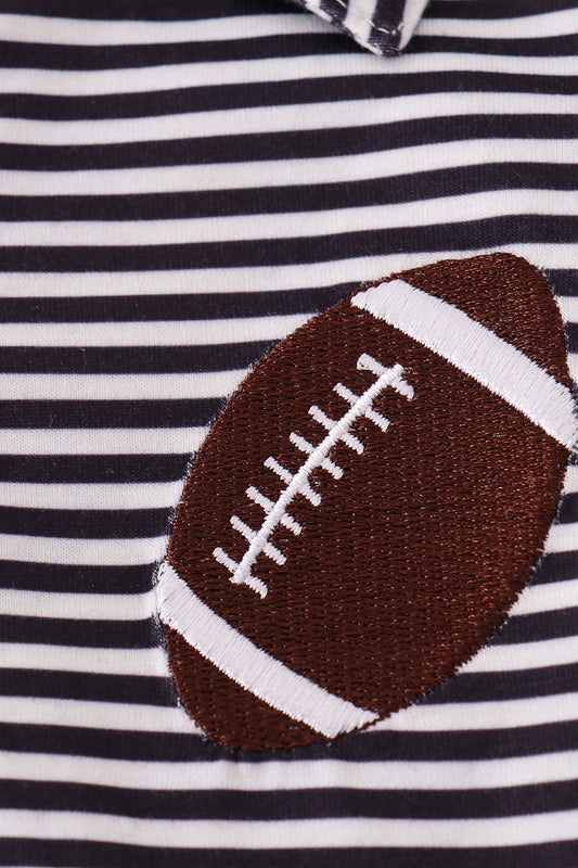 Navy Stripe Football Polo