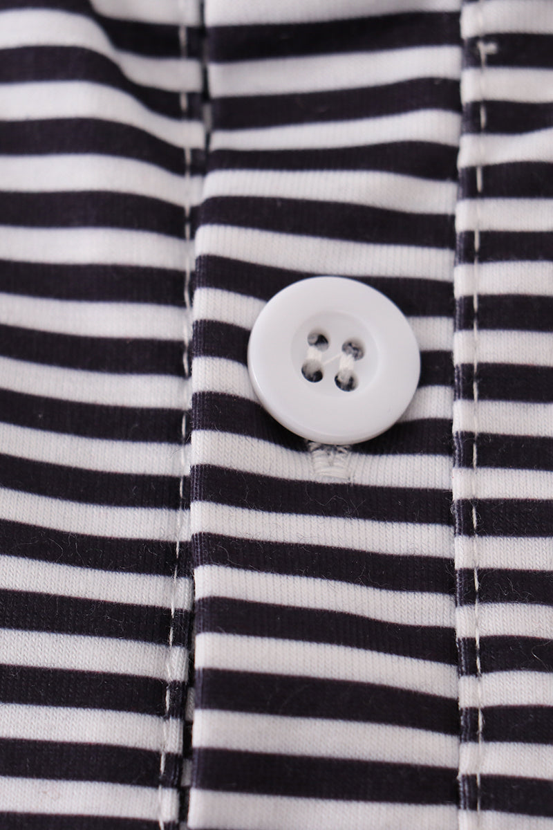 Navy Stripe Football Polo