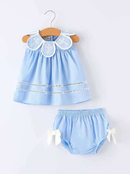 Timeless Blue Cross Bloomer Set