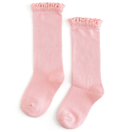 Lace Top Knee High Socks: Pink