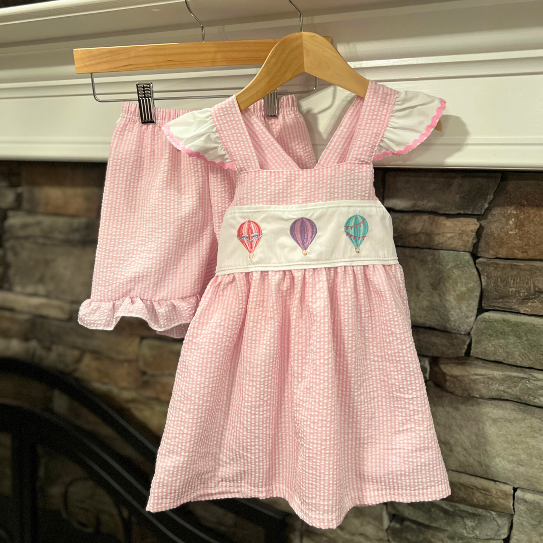 Hot Air Balloon Set – Pink Seersucker