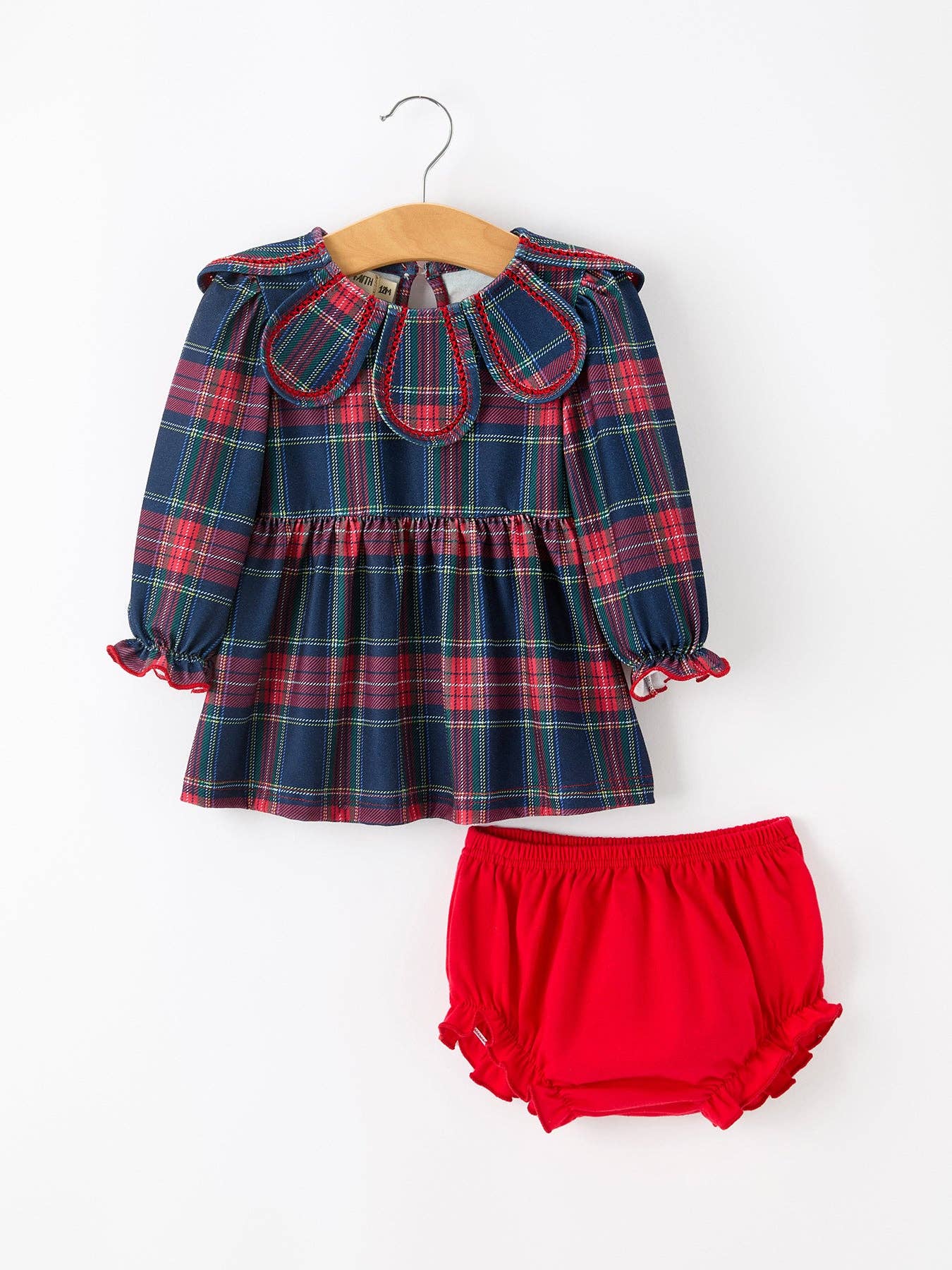Plaid Petal Collar Bloomer Set