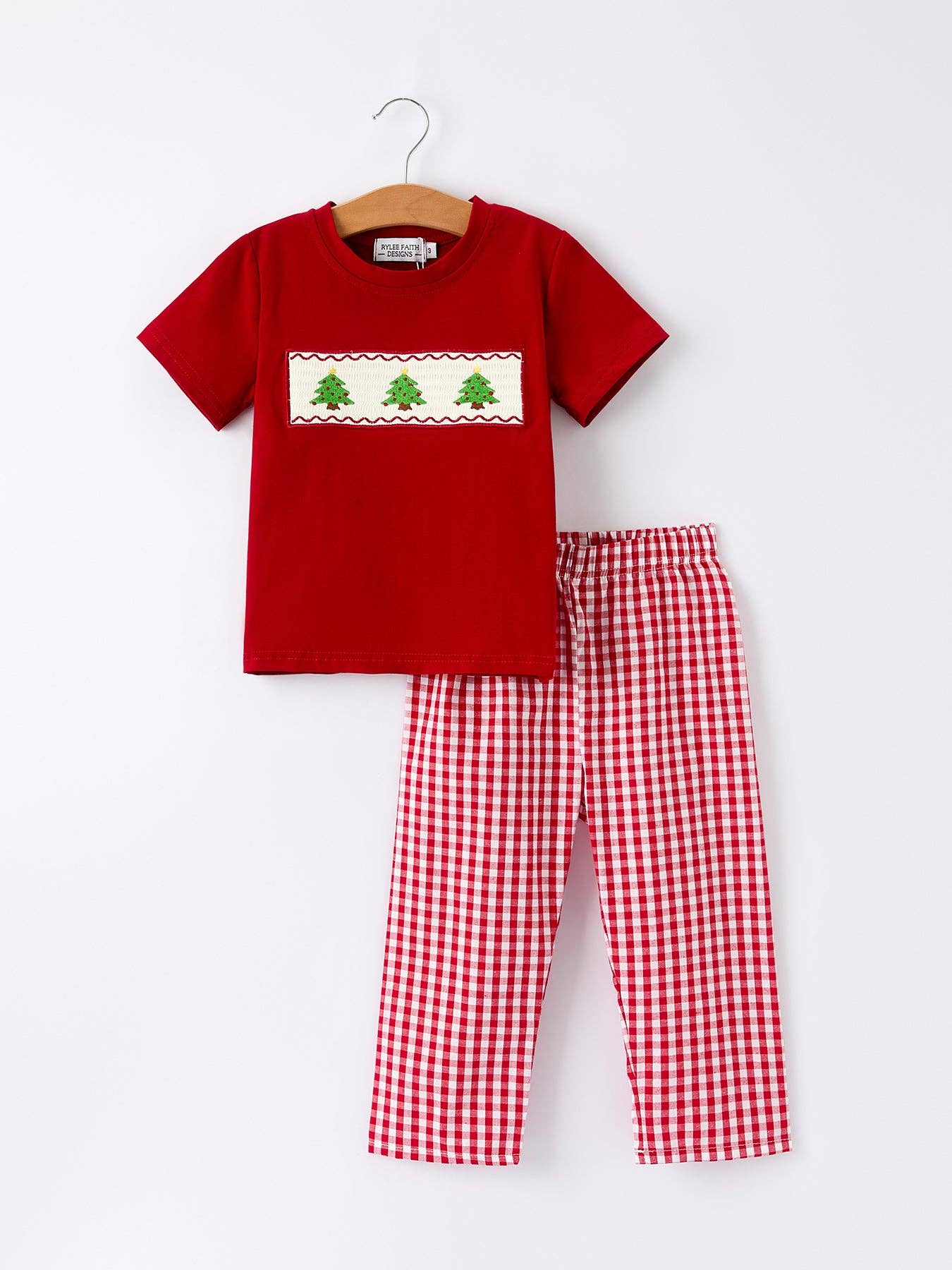 Gingham Christmas Pants Set