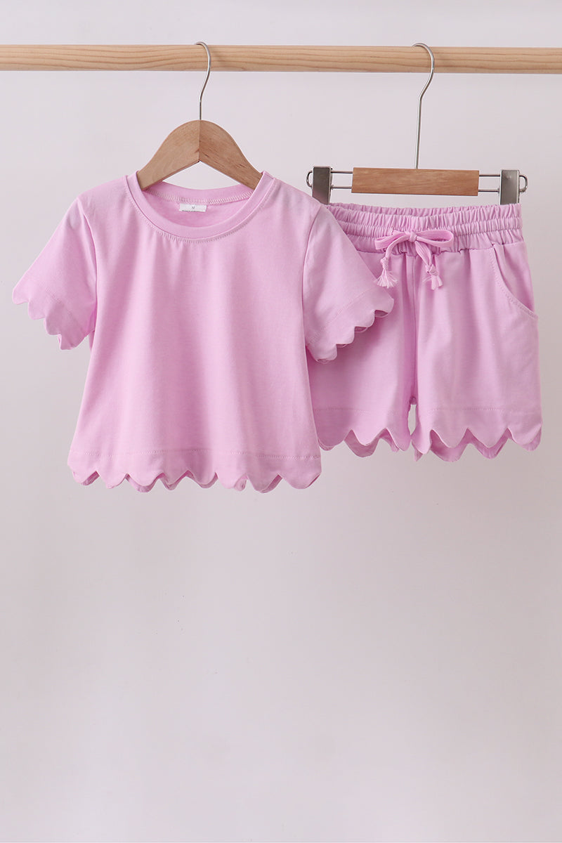 Scalloped Shorts Set - Pink