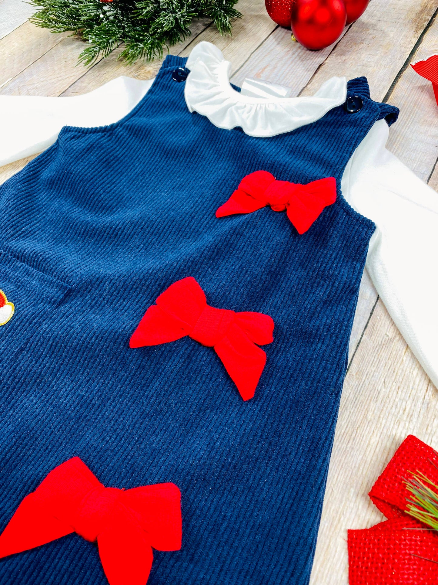Santa & Bows Corduroy Dress
