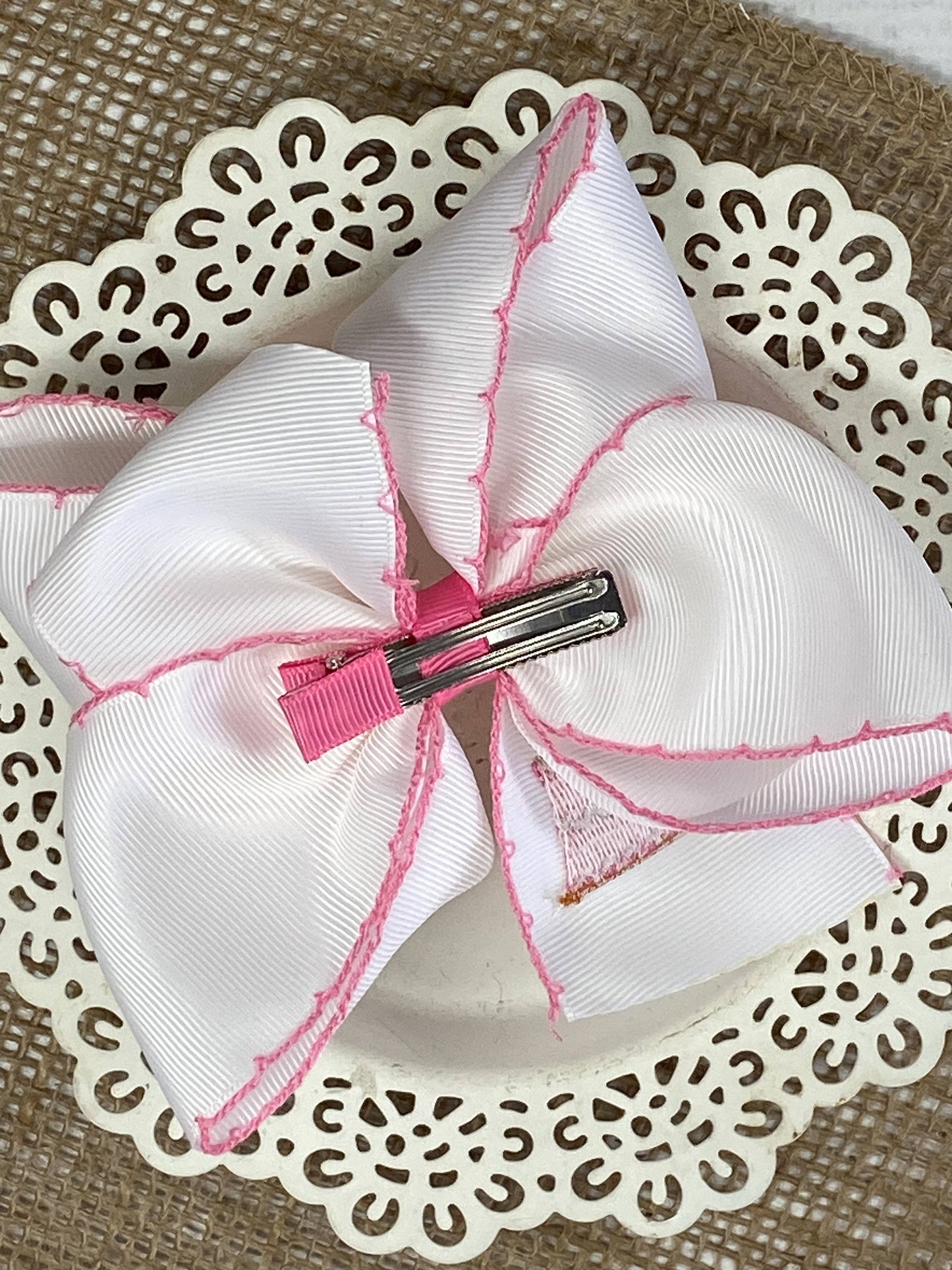 Birthday Cake Moonstitch Bow - Alligator Clip