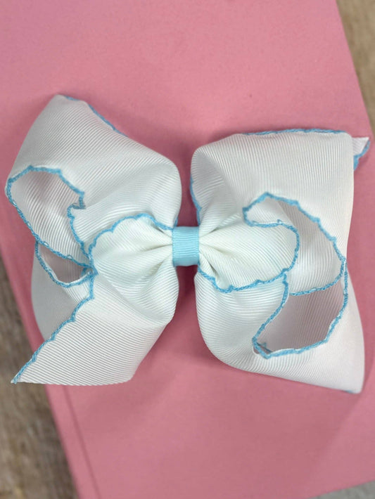 Baby Blue Moonstitch Bow