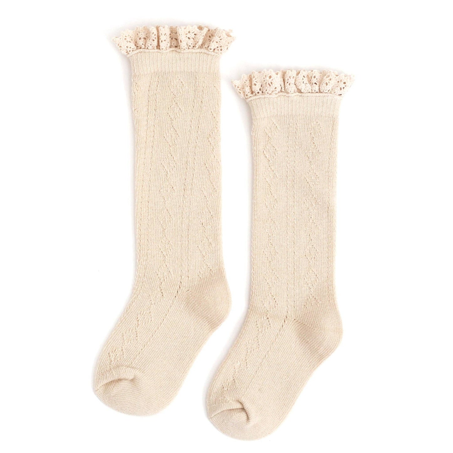 Fancy Lace Top Knee High Socks: Vanilla