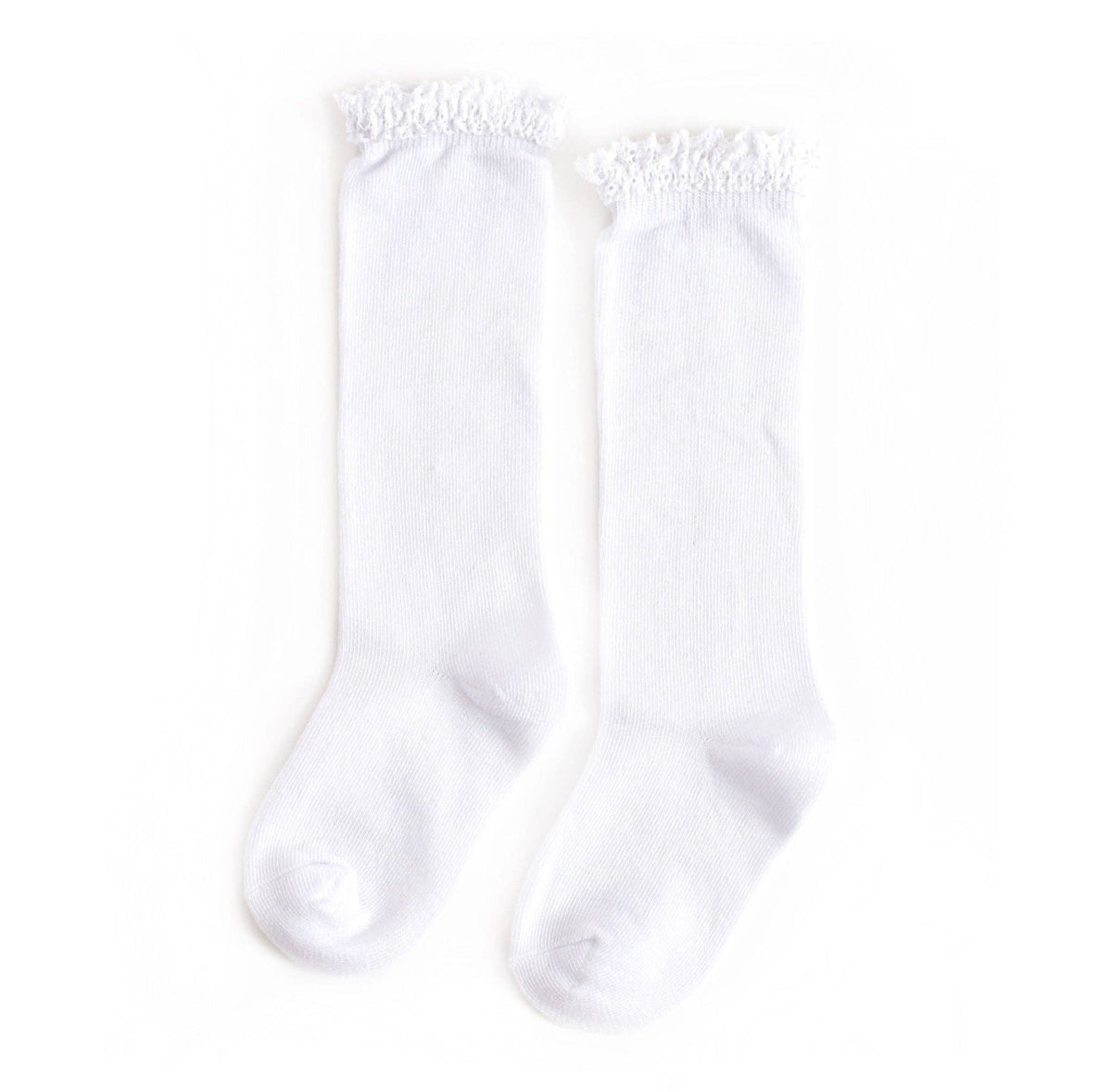 Lace Top Knee High Socks: White
