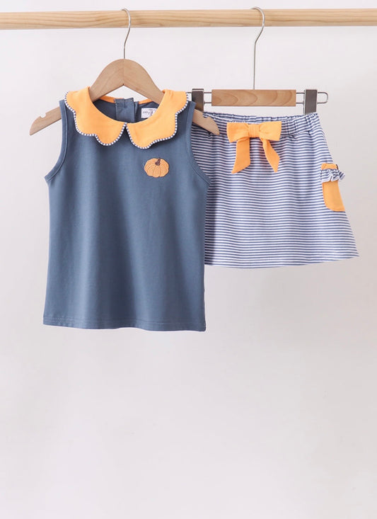 Navy Pumpkin Skort Set