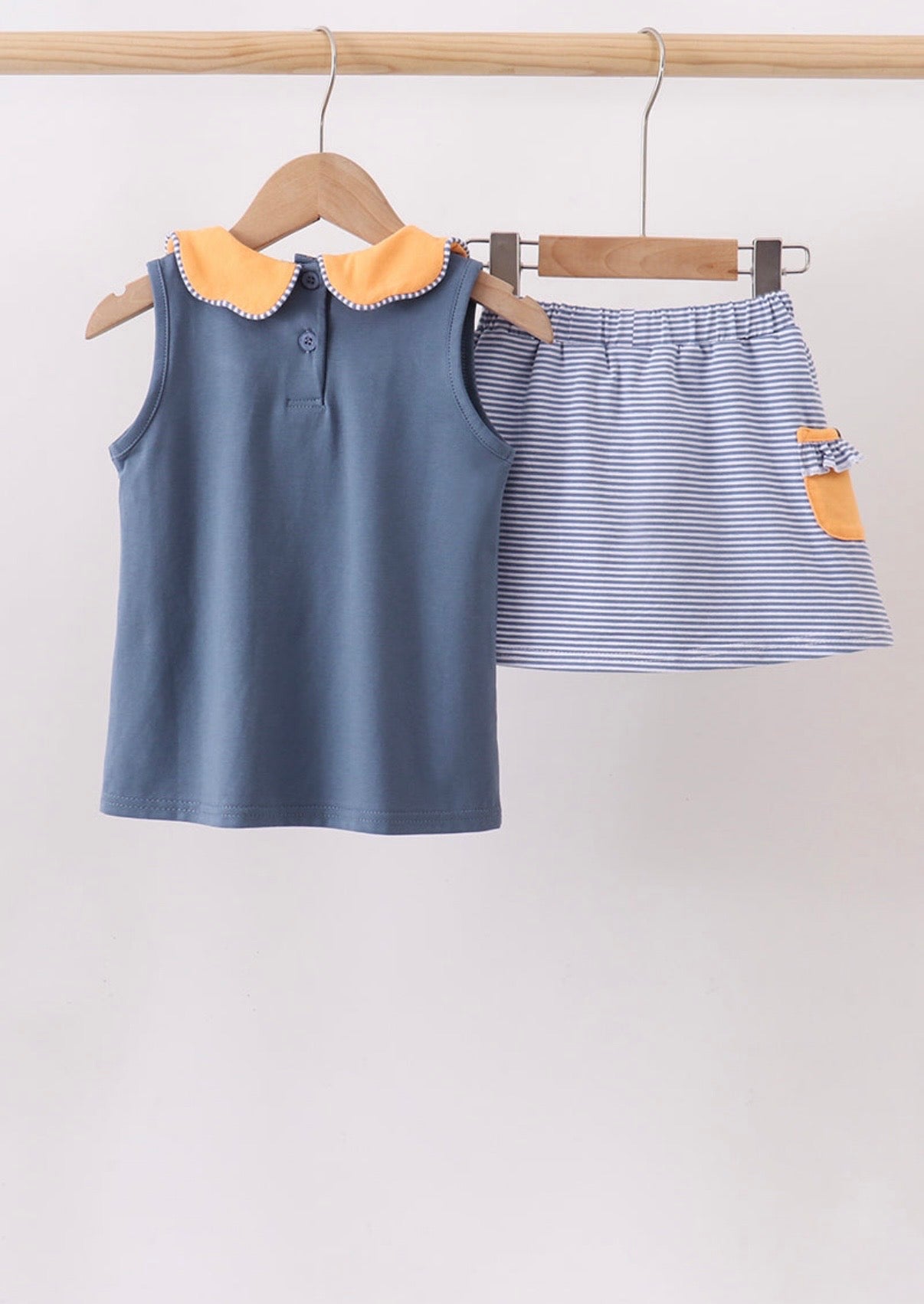 Navy Pumpkin Skort Set