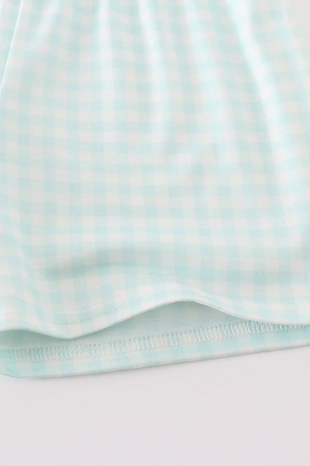 Green Gingham Shorts Set