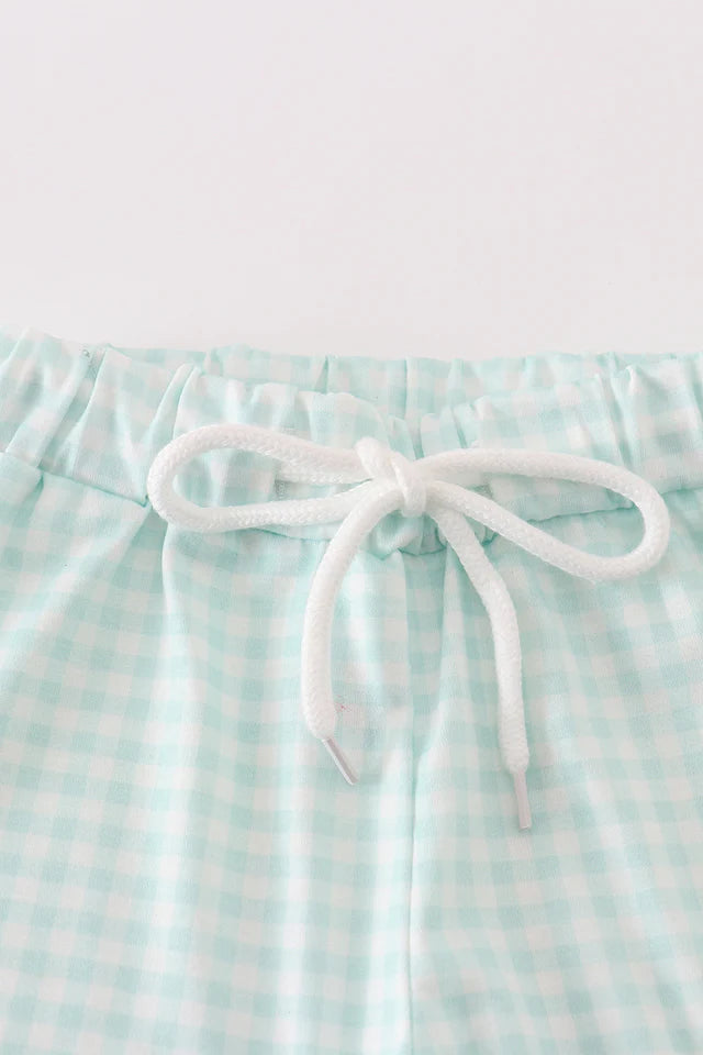 Sage Gingham Shorts Set