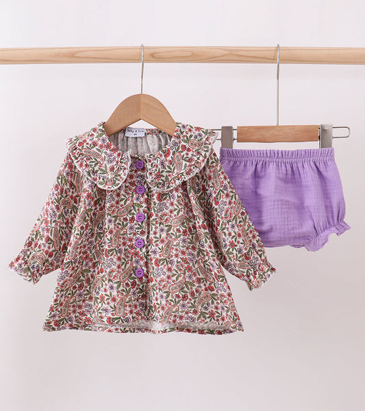 Purple Paisley Bloomer Set