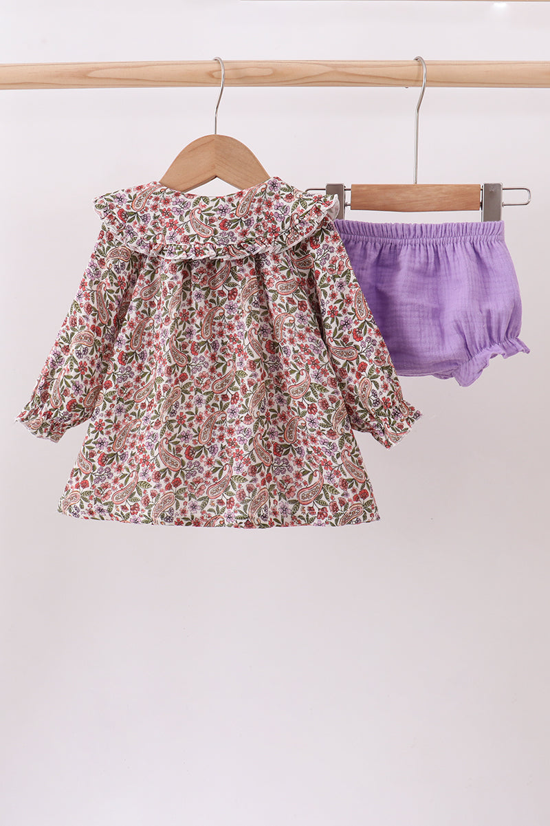 Purple Paisley Bloomer Set