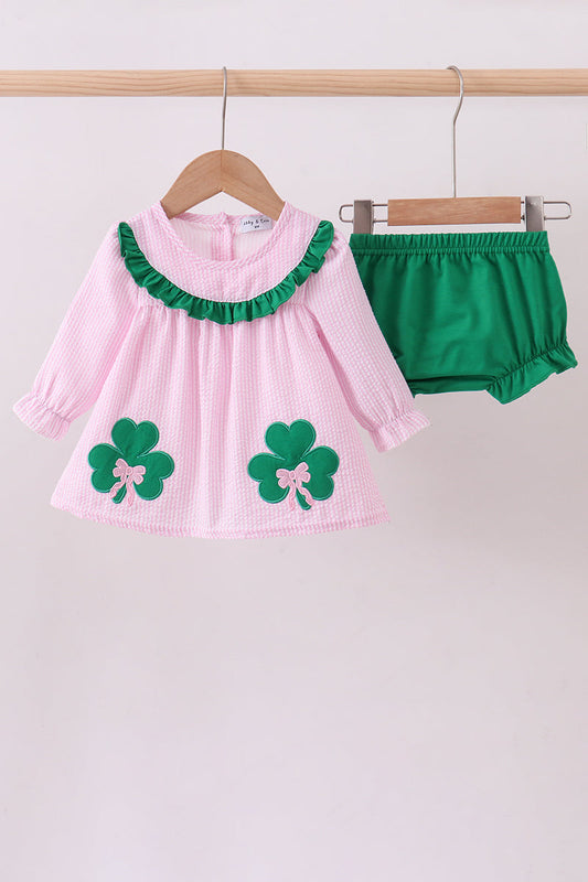 Lucky Clover Seersucker Bloomer Set