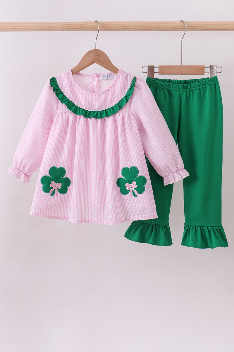 Lucky Clover Seersucker Pants Set