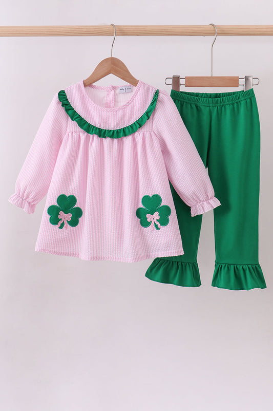 Lucky Clover Seersucker Pants Set