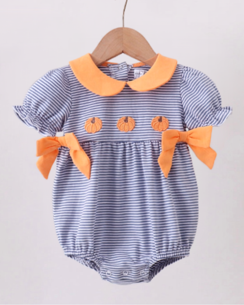 Navy Pumpkin Embroidered Bubble