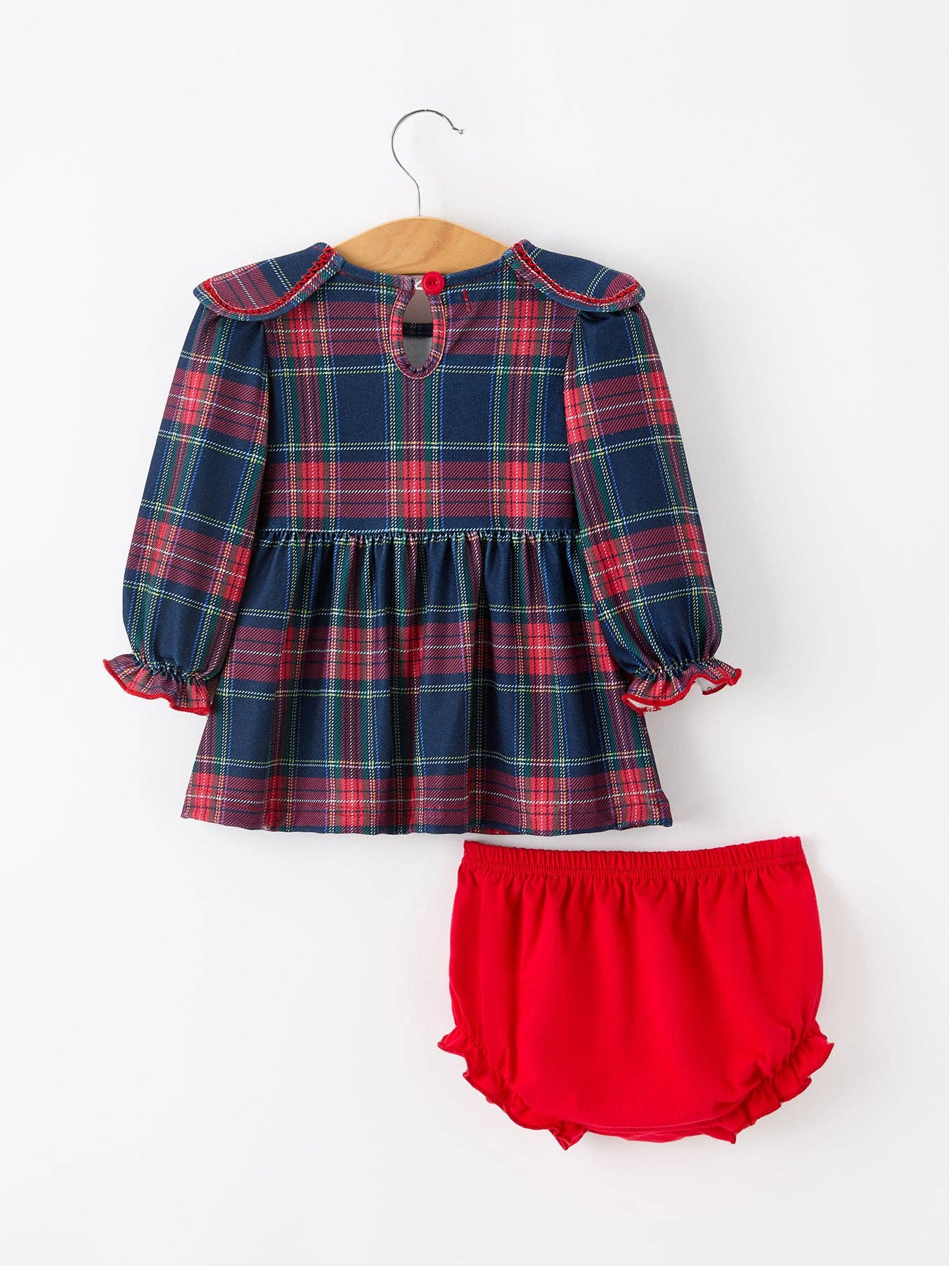 Plaid Petal Collar Bloomer Set