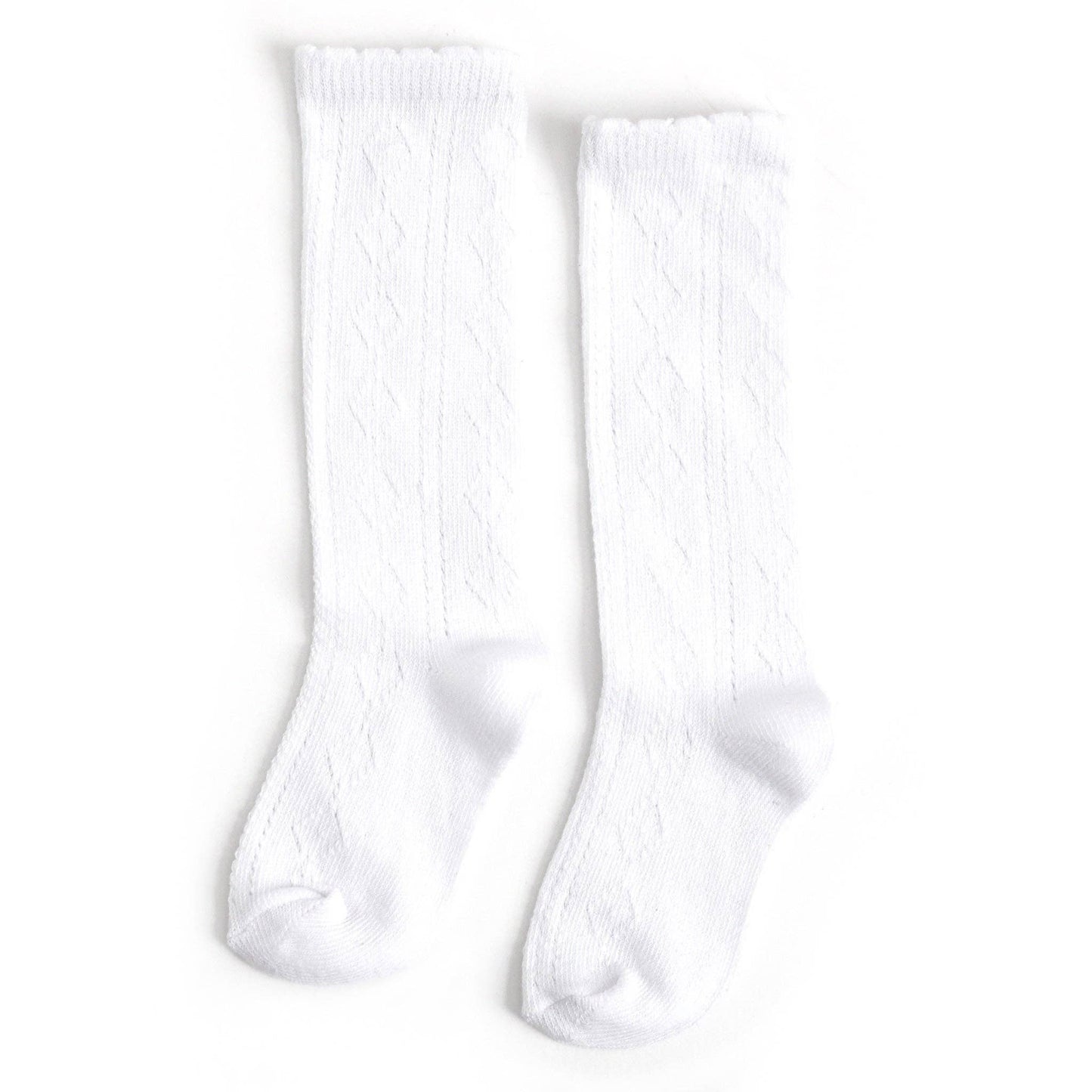 Scalloped Fancy Knee High Socks: White