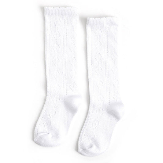 Scalloped Fancy Knee High Socks: White