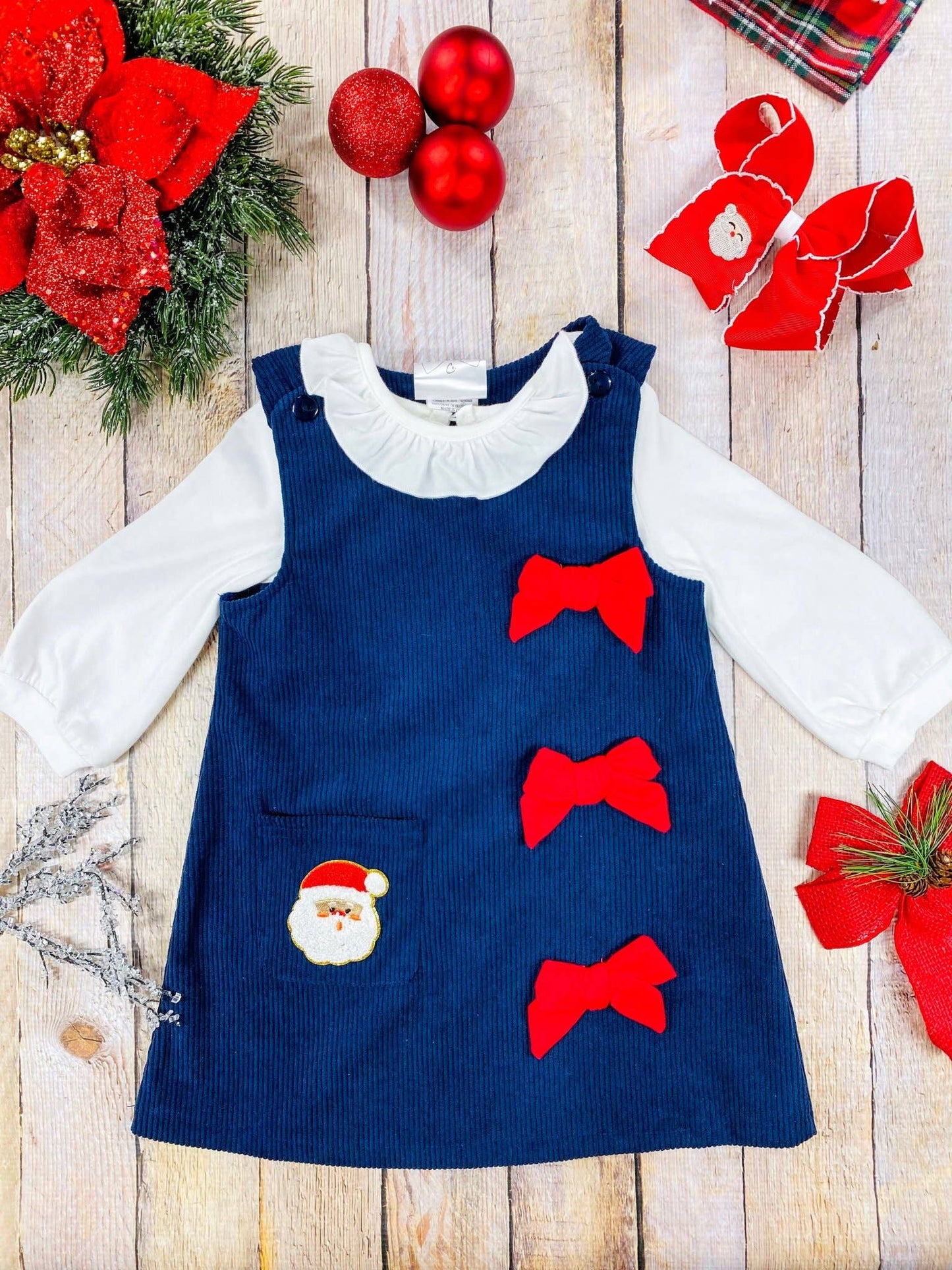 Santa & Bows Corduroy Dress