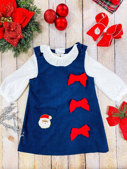 Santa & Bows Corduroy Dress