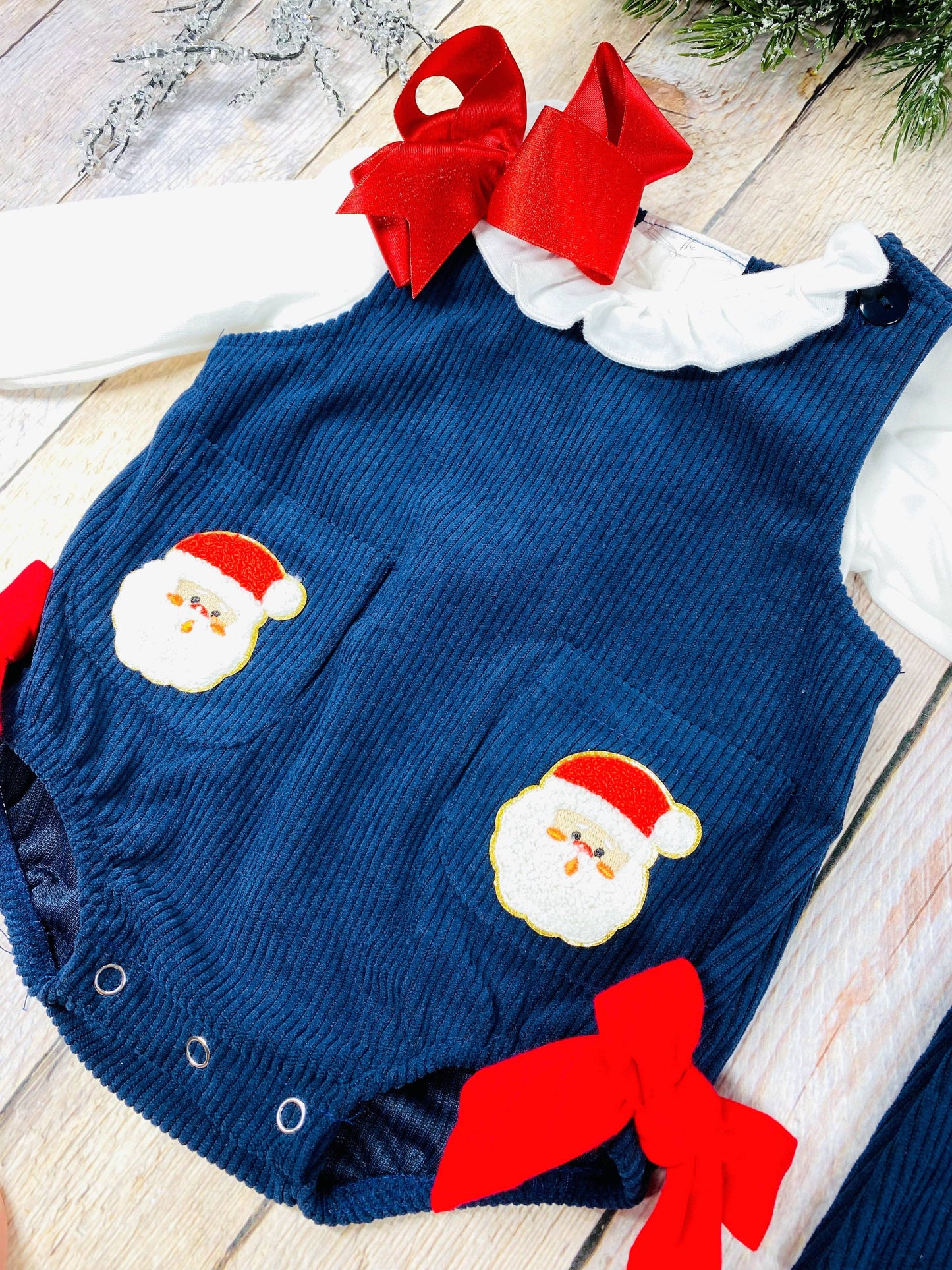 Santa & Bows Corduroy Bubble