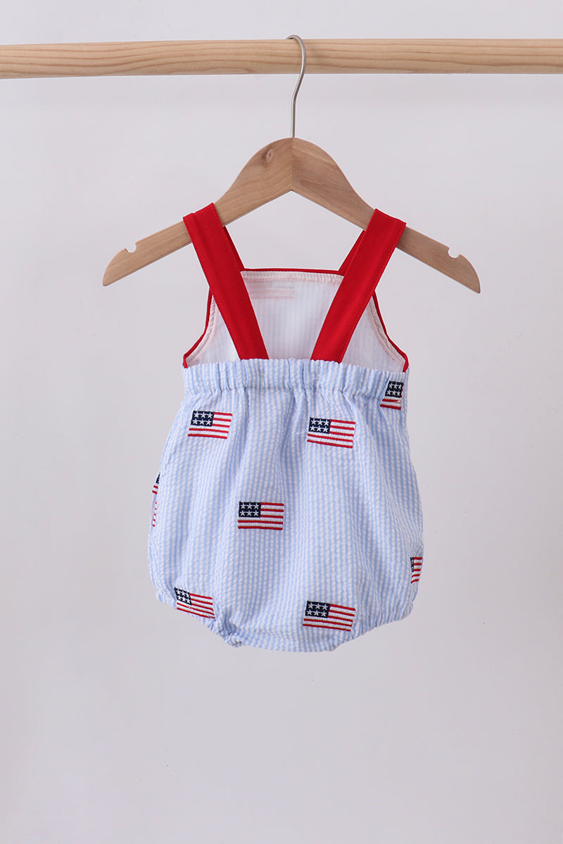 Seersucker Flag Romper